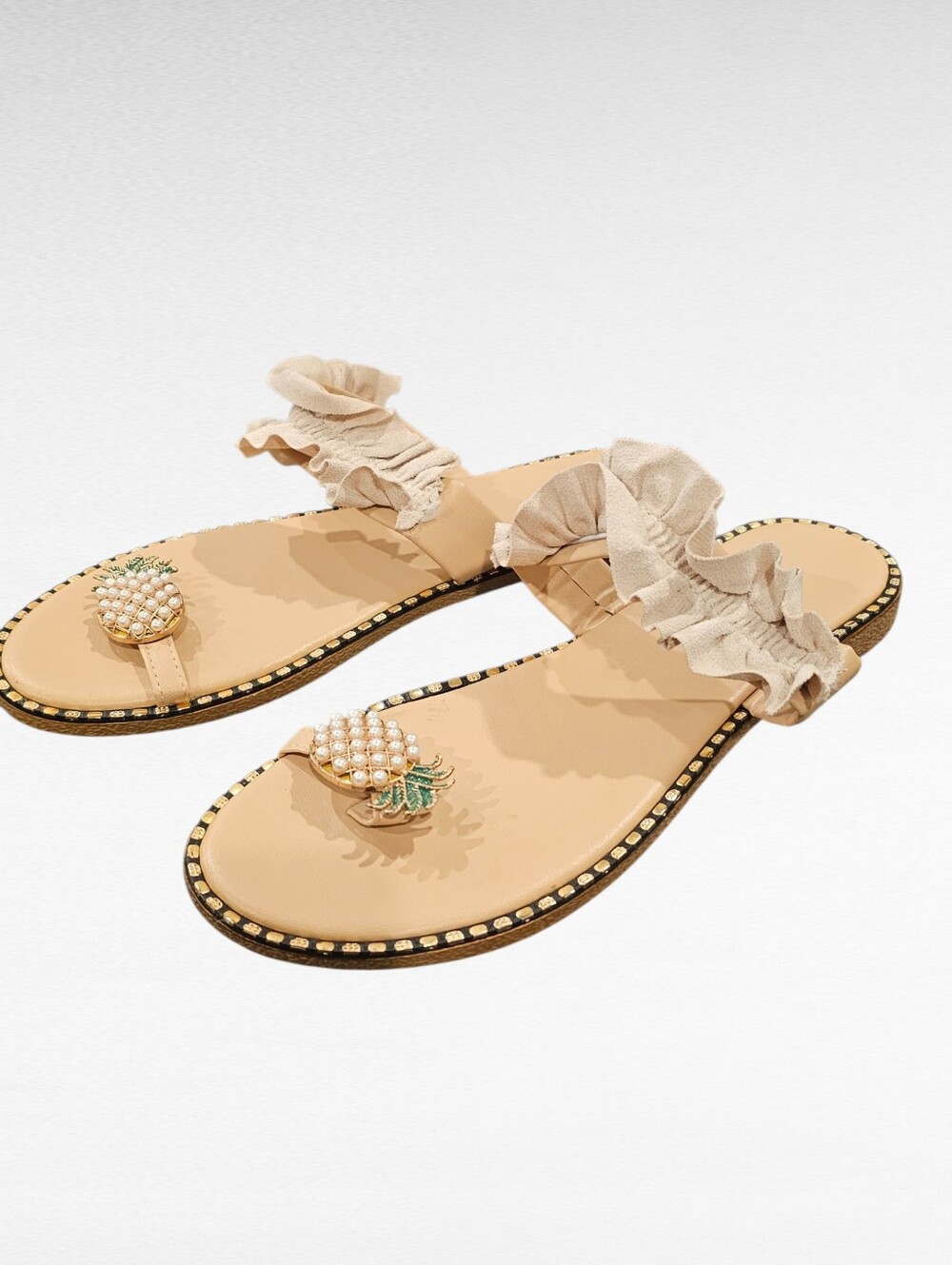 Boho Pineapple Ruffle Sandals Size 9 - Picture 2 of 15